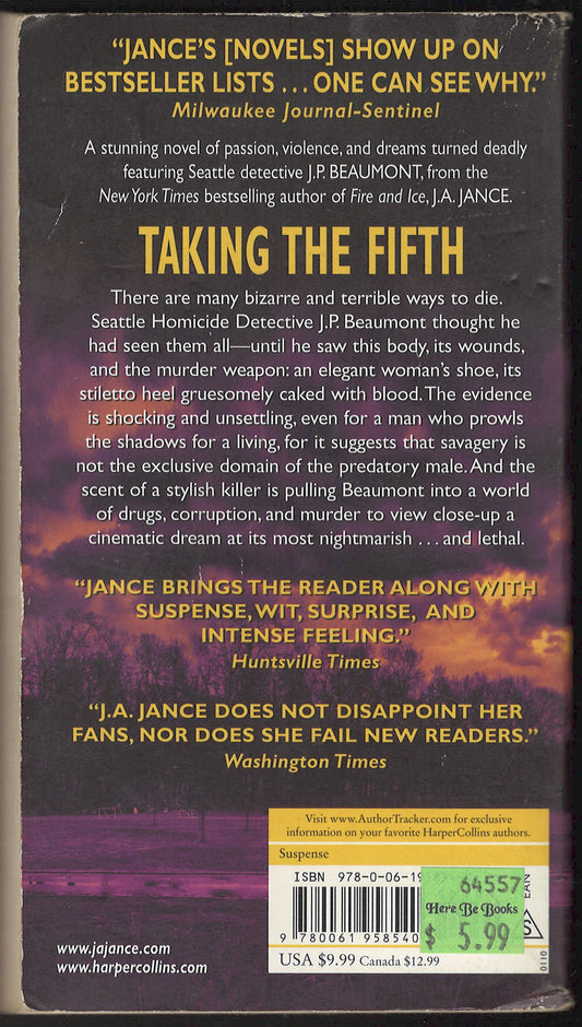 Taking the Fifth by J. A. Jance back cover