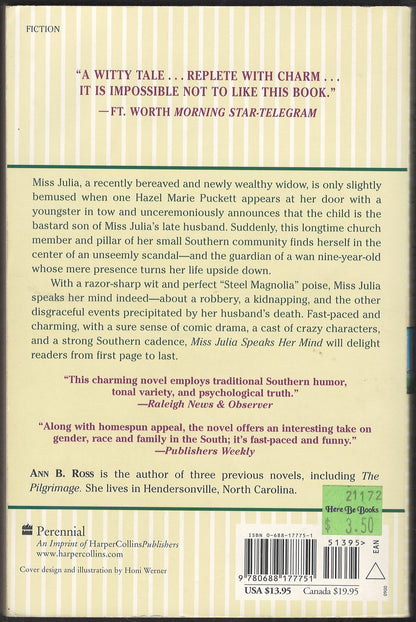 Miss Julia Speaks Her Mind by Ann Ross back cover