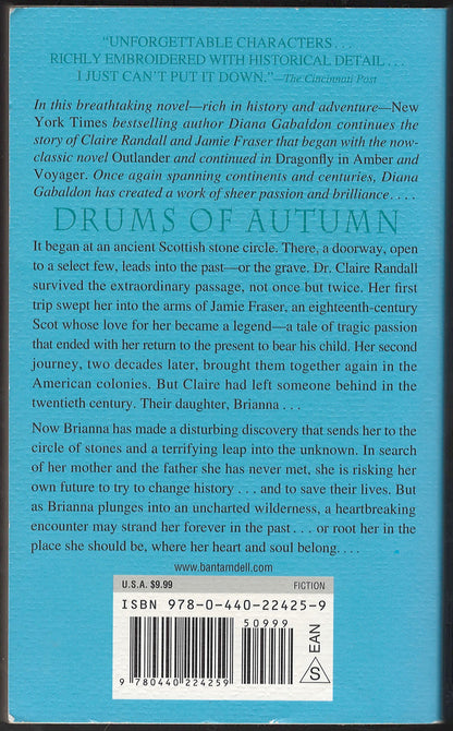 Drums of Autumn by Diana Gabaldon back cover