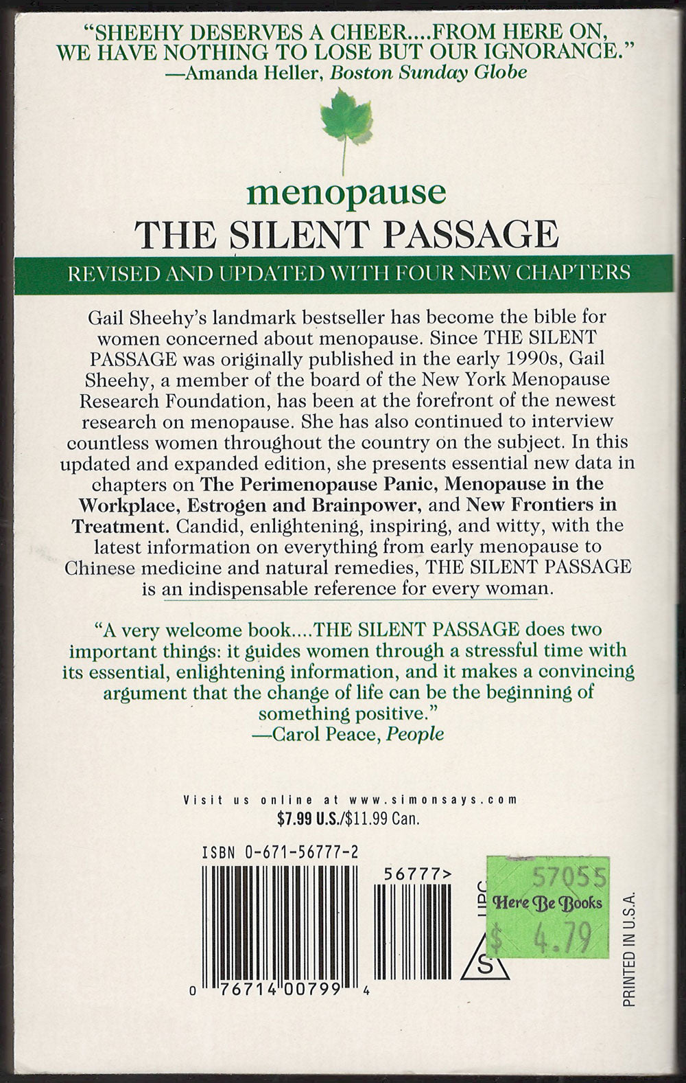 The Silent Passage by Gail Sheehy back cover
