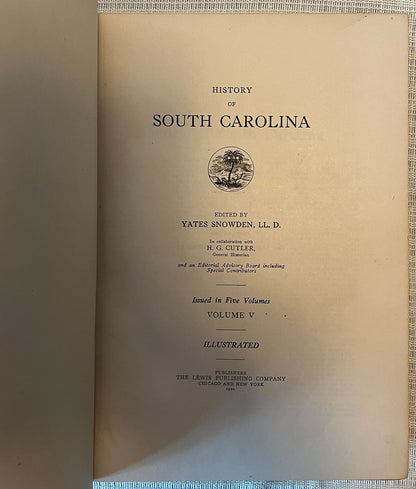 History of South Carolina volume 5 title page 