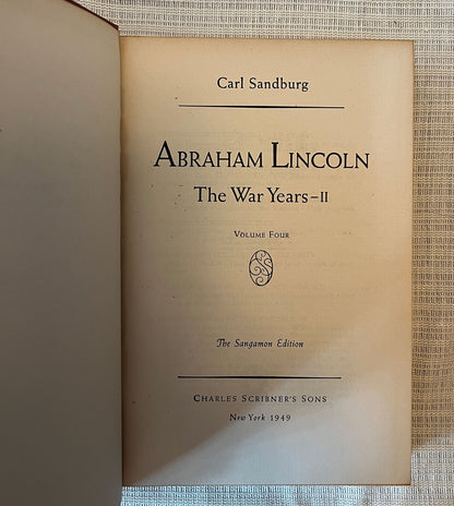 Abraham Lincoln: The Prairie Years and The War Years by Carl Sandburg volume 4 title page