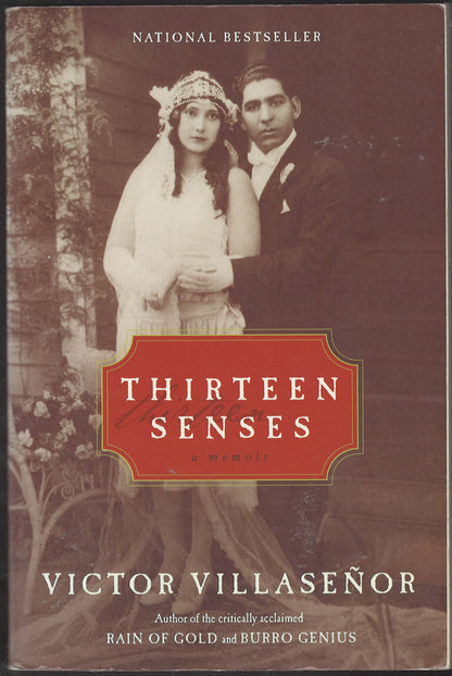 Front cover of Thirteen Senses by Victor Villasenor with a vintage-style photo of a couple.