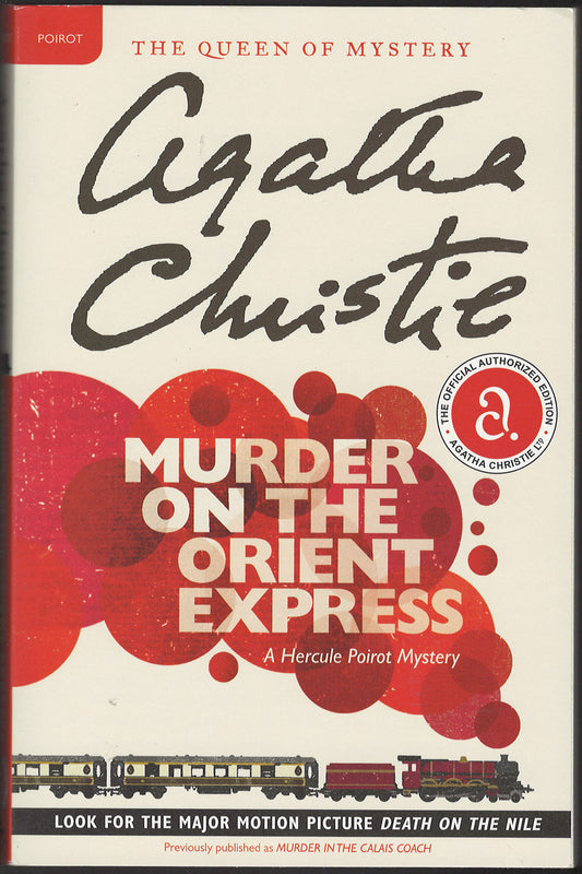 Front cover of Murder on the Orient Express by Agatha Christie with a red and white design.