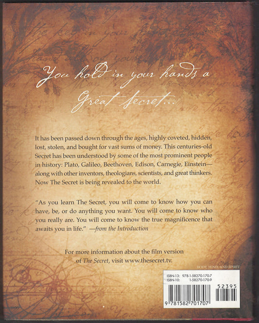 The Secret by Rhonda Byrne back cover