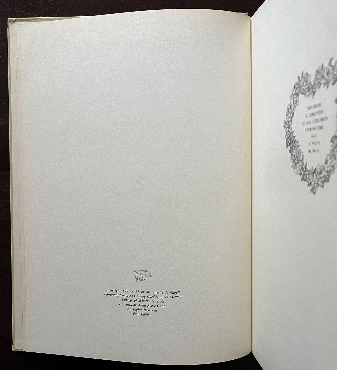 Copyright page of Book of Nursery and Mother Goose Rhymes by Marguerite de Angeli