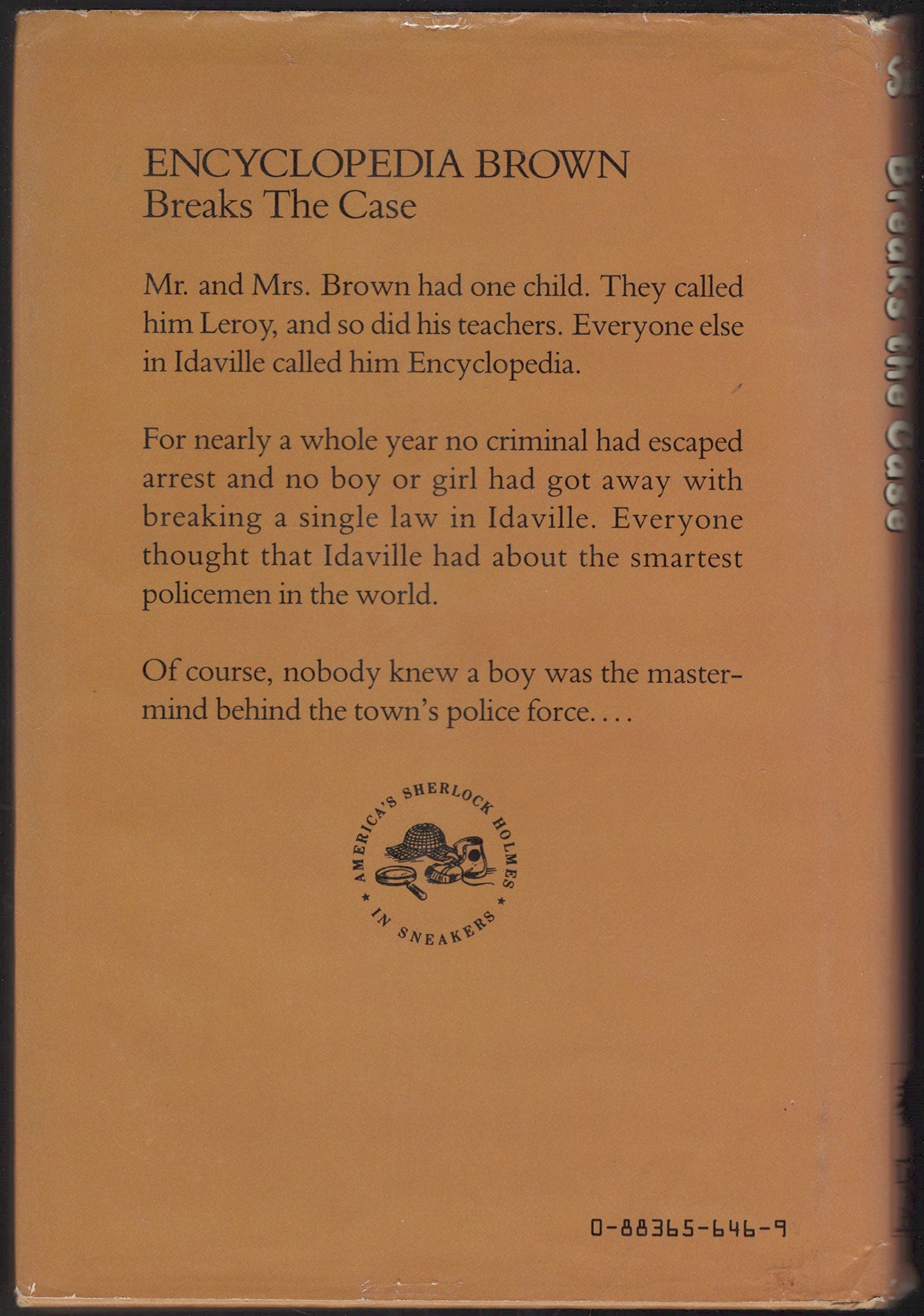 Encyclopedia Brown Breaks the Case by Donald Sobol back cover