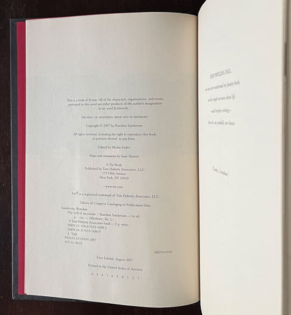 The Well of Ascension by Brandon Sanderson copyright page