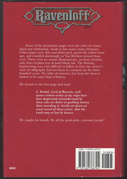 I, Strahd&nbsp; The Memoirs of a Vampire by P. N. Elrod back cover
