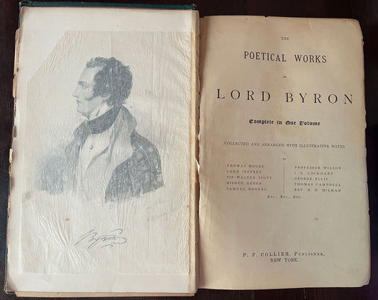 The Poetical Works of Lord Byron title page and frontis.