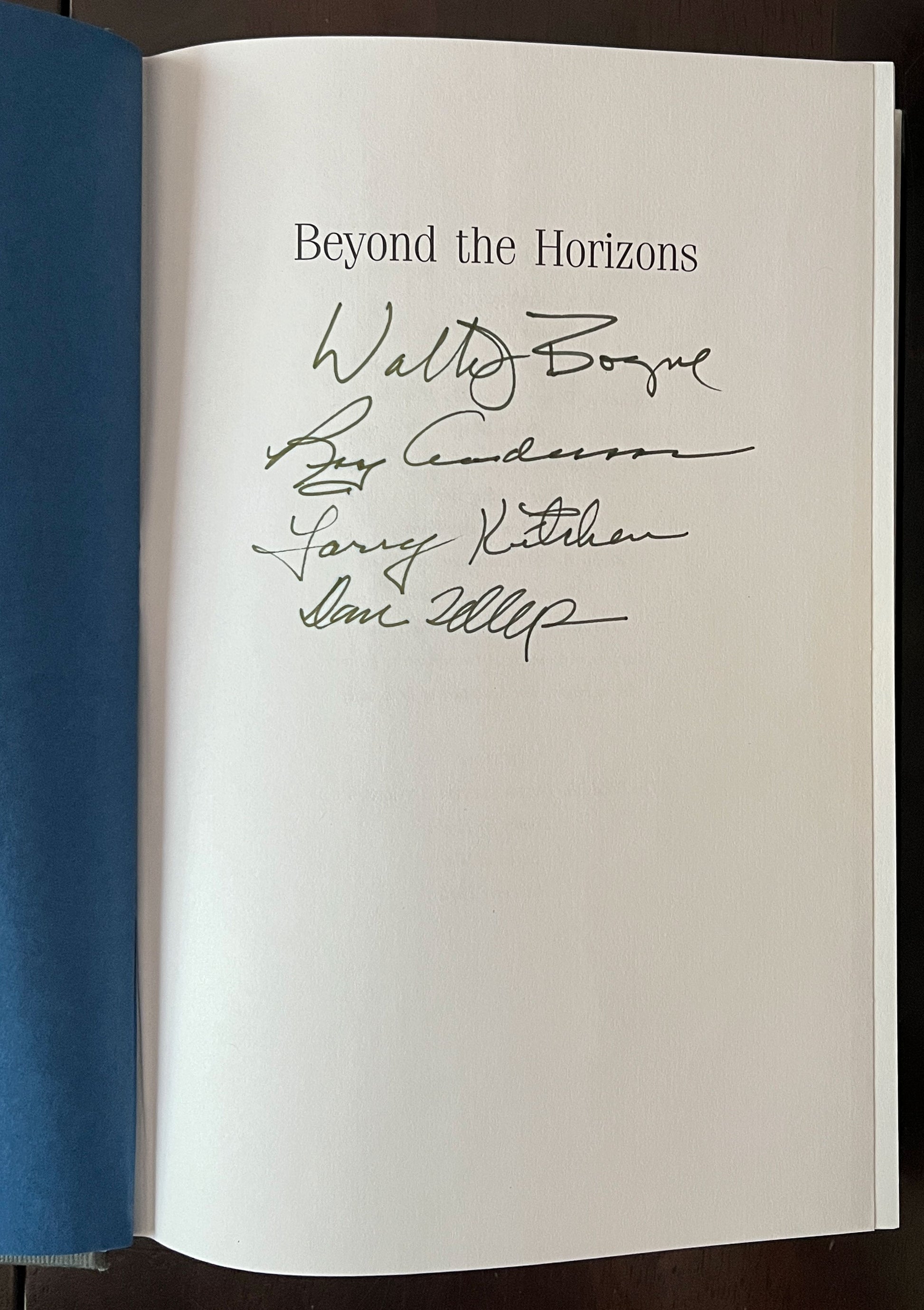 Beyond the Horizons: The Lockheed Story half title page with signatures