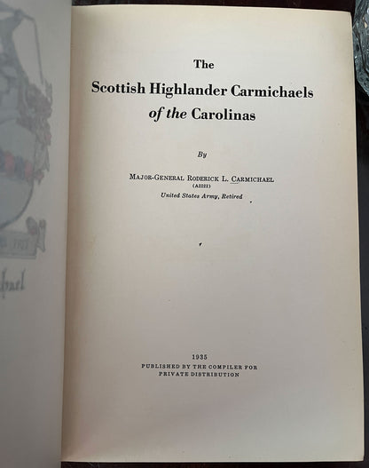Scottish Highlander Carmichaels of the Carolinas title page