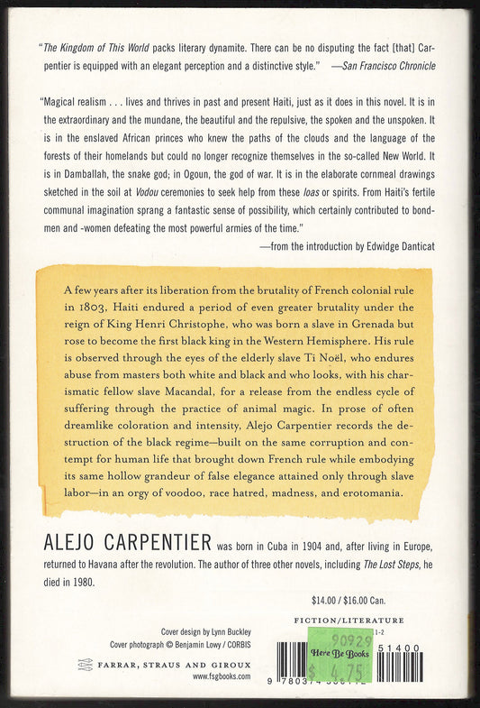 Kingdom of This World by Alejo Carpentier back cover