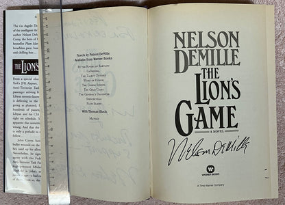 Lion's Game by Nelson DeMille signature on title page