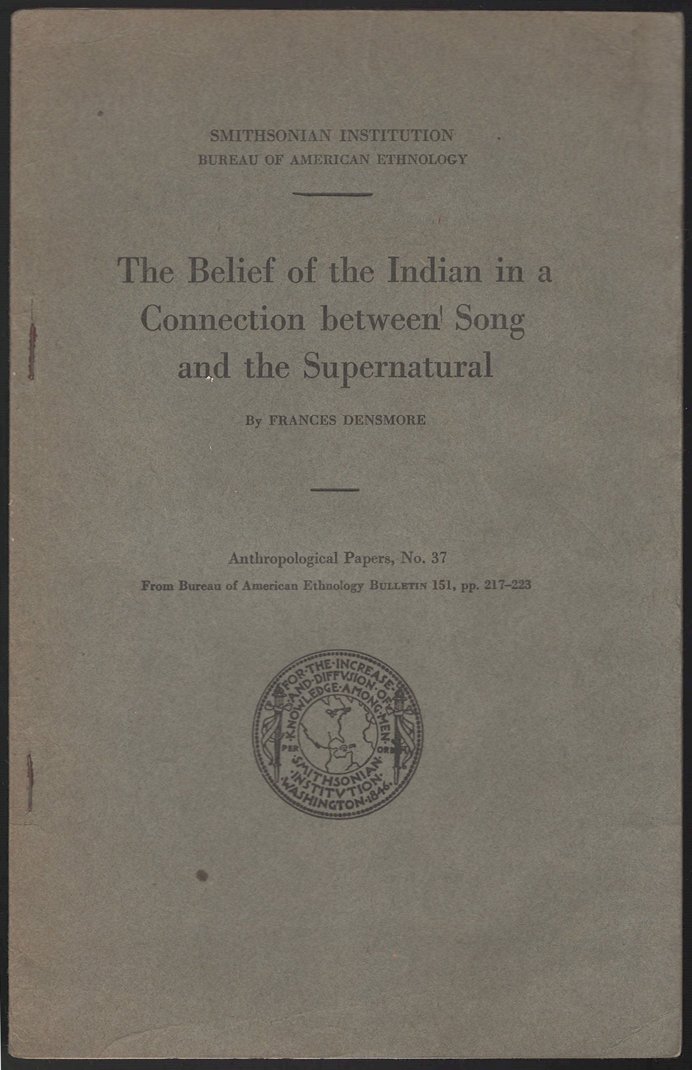 Belief of the Indian in a Connection Between Song and the Supernatural front cover