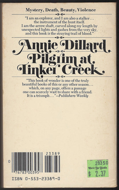 Pilgrim at Tinker Creek by Annie Dillard back cover