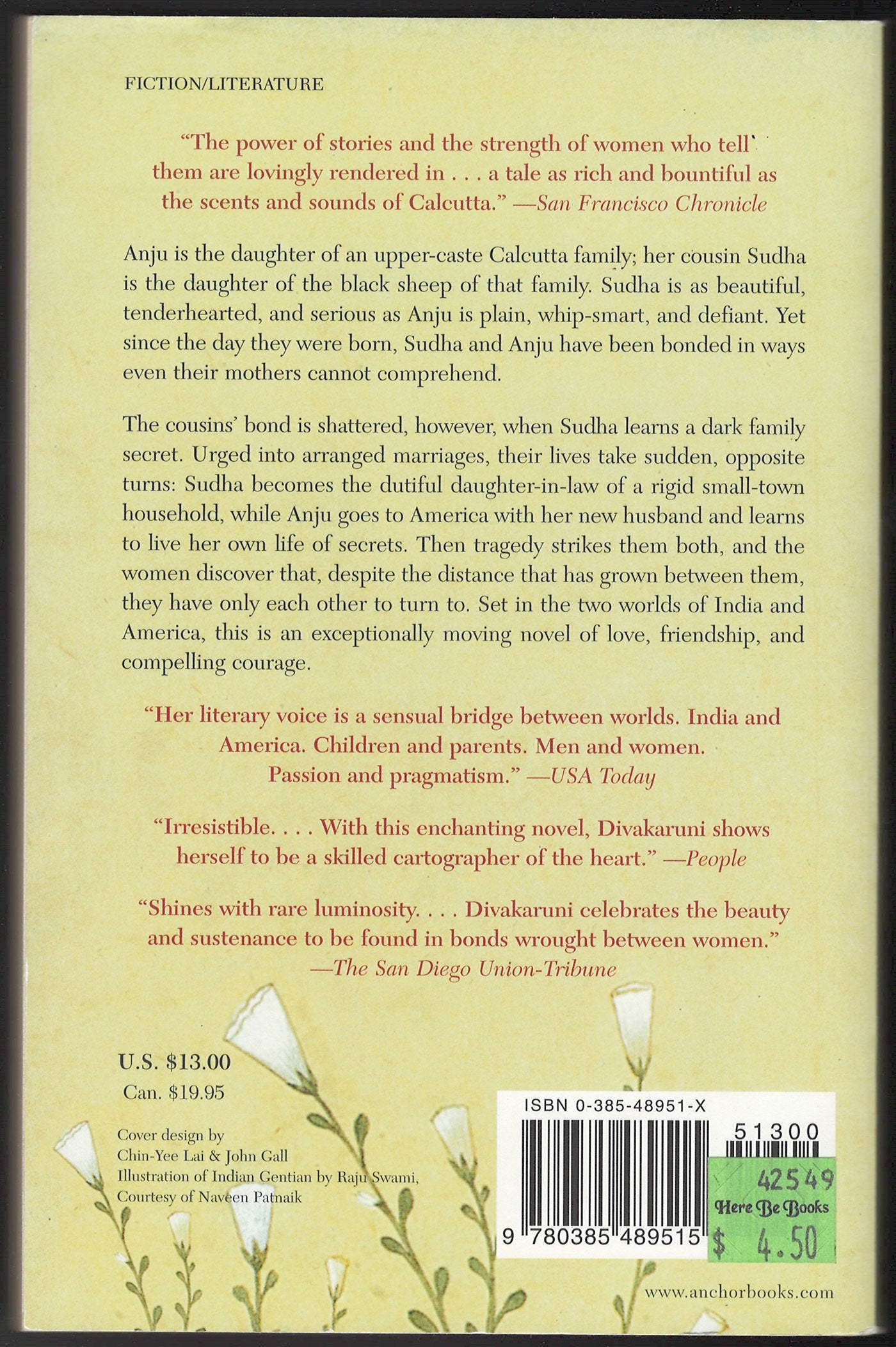 Sister of My Heart by Chitra Banerjee Divakaruni back cover