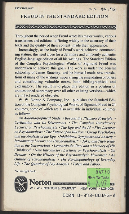 Jokes and Their Relation to the Unconscious by Sigmund Freud back cover
