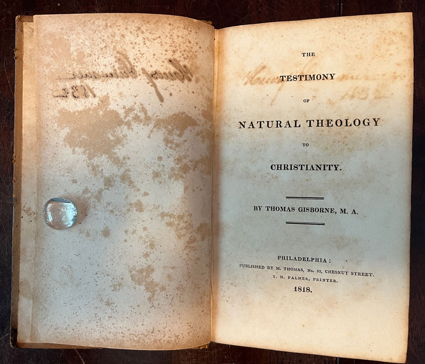 Testimony of Natural Theology to Christianity by Thomas Gisborne title page