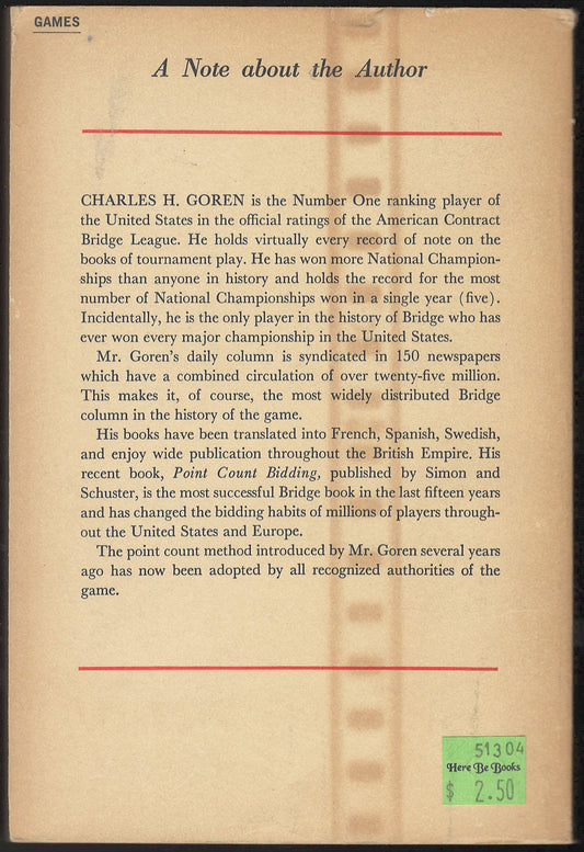 Contract Bridge for Beginners by Charles H. Goren back cover