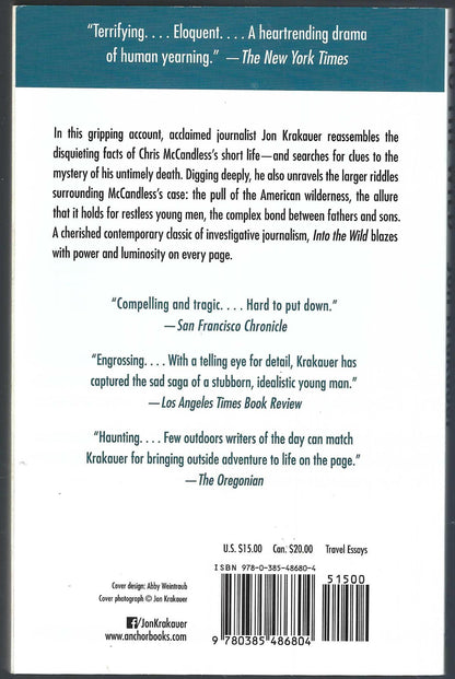 Back cover of the book Into the Wild by Jon Krakauer.