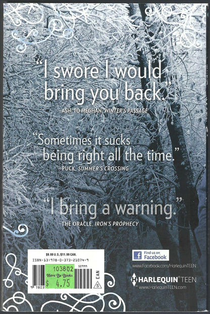 Back cover of Iron Legends by Julie Kagawa, featuring a dark, snowy forest scene.