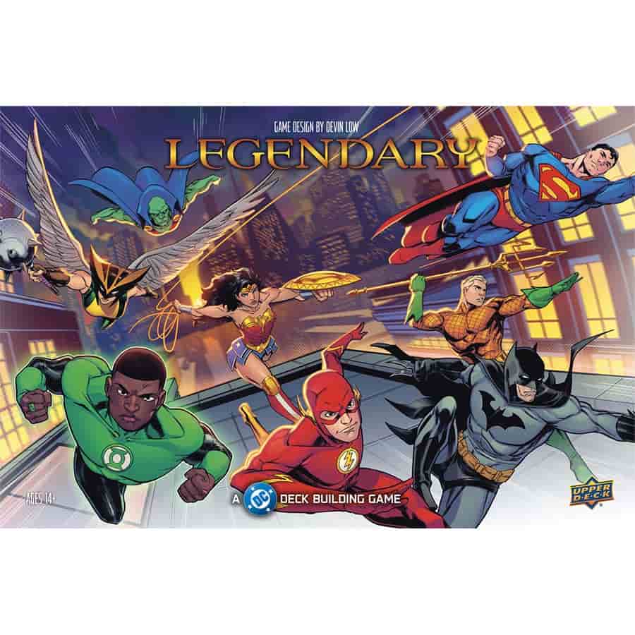 Board game box featuring superhero characters with 'Legendary' branding.
