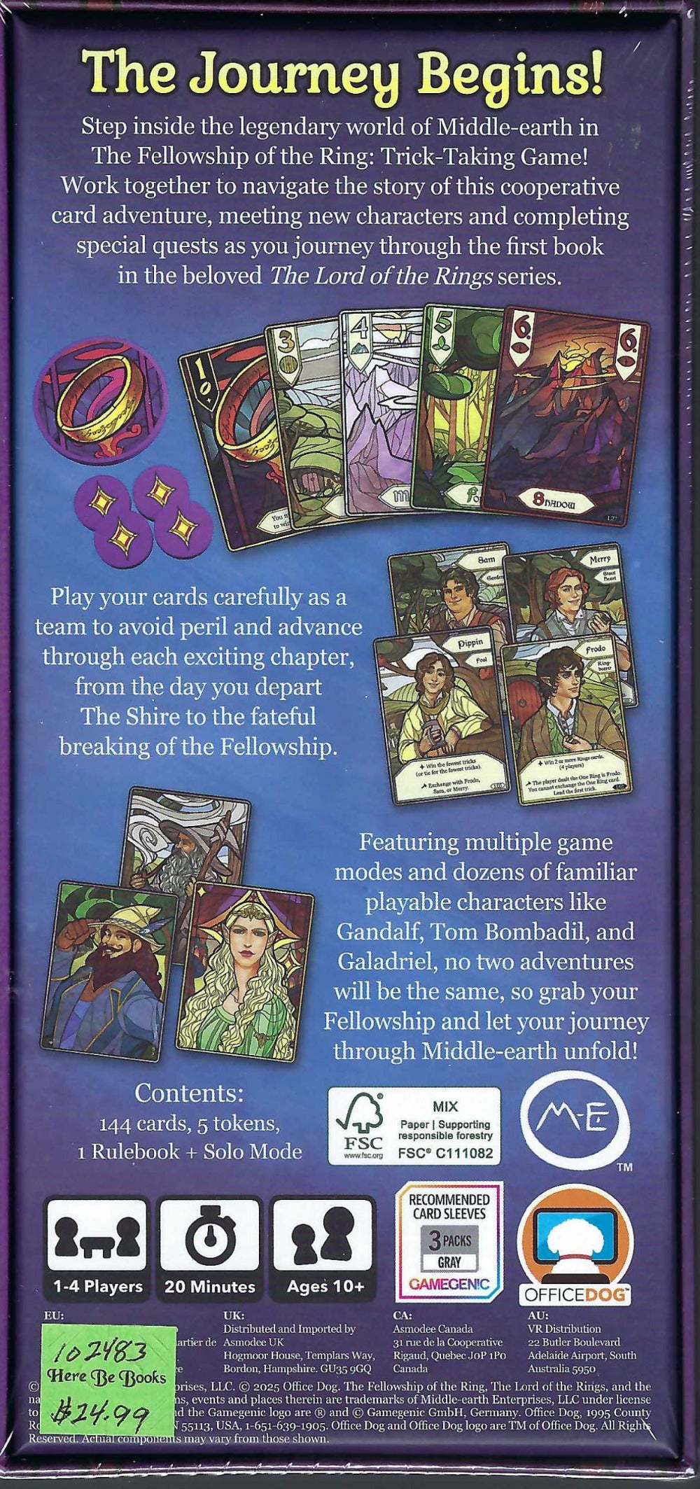 Lord of the Rings: Fellowship of the Ring Trick Taking Game back of box