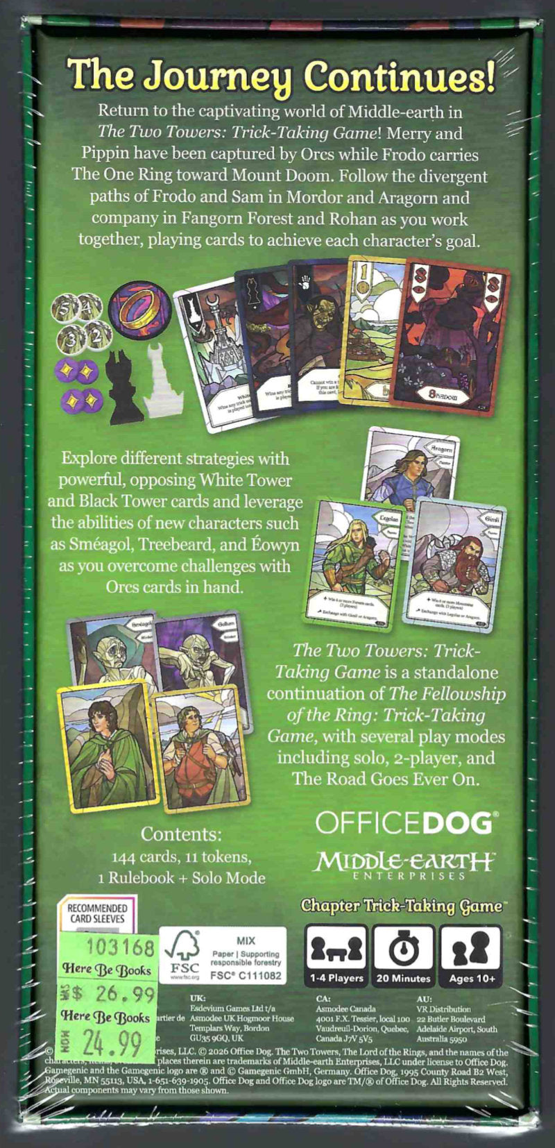 Lord of the Rings: The Two Towers Trick Taking Game back of box.