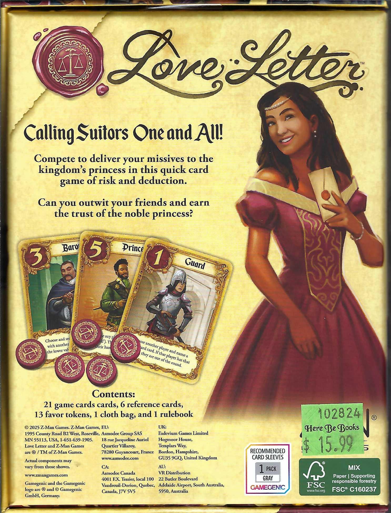 Love Letter (New Edition) card game – Here Be Books & Games