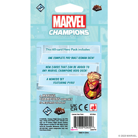 Marvel Champions: Iceman Hero Pack back of package