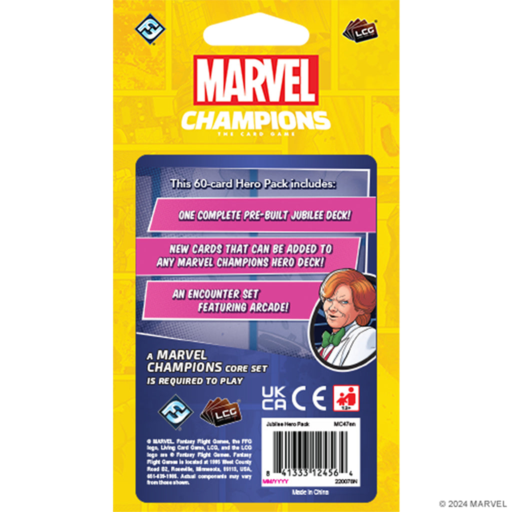 Marvel Champions: Jubilee Hero Pack (LCG) back of package