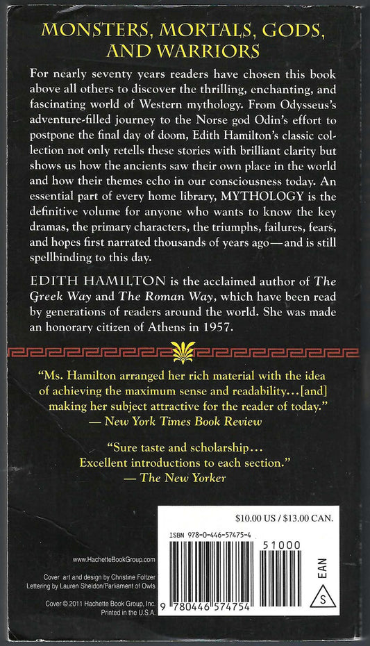 Mythology by Edith Hamilton back cover.