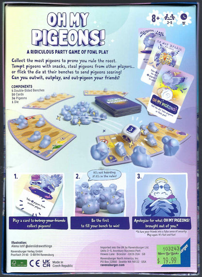 Oh My Pigeons! back of box.