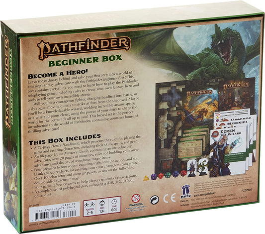 Pathfinder Roleplaying Game Beginner Box 2nd edition back of box
