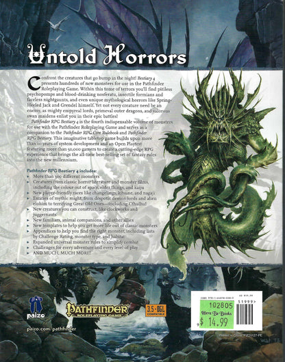 Pathfinder Bestiary 4 back cover