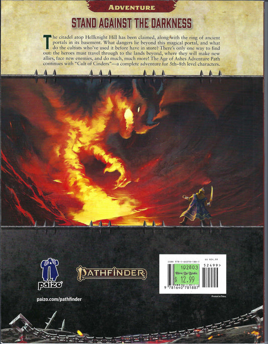Pathfinder Cult of Cinders by Eleanor Ferron back cover