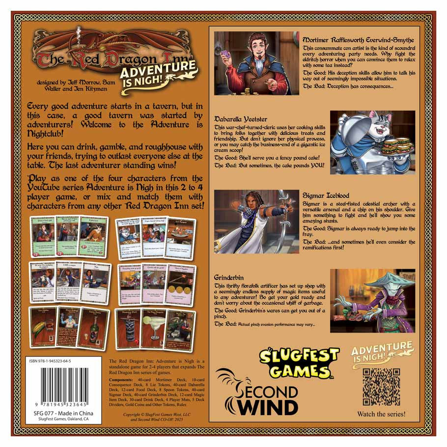 Red Dragon Inn: Adventure is Nigh! back of box.