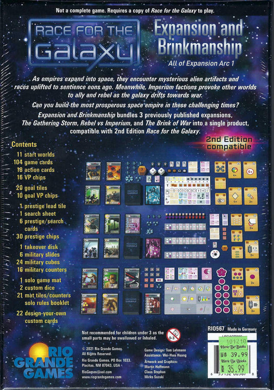 Race for the Galaxy Expansion and Brinkmanship back of box