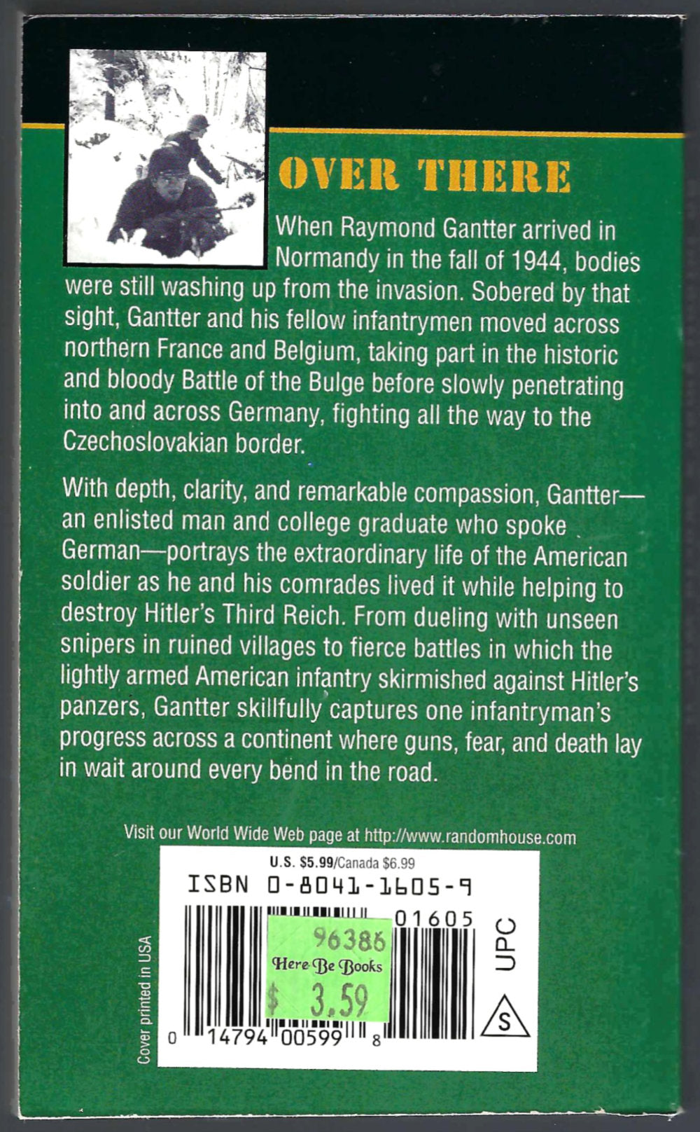 Roll Me Over An Infantryman's World War II by Raymond Gantter back cover