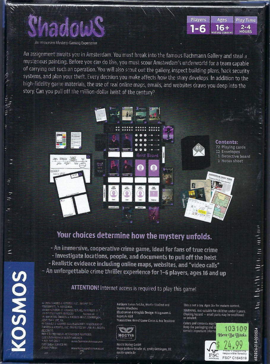 Masters of Crime: Shadows back of box