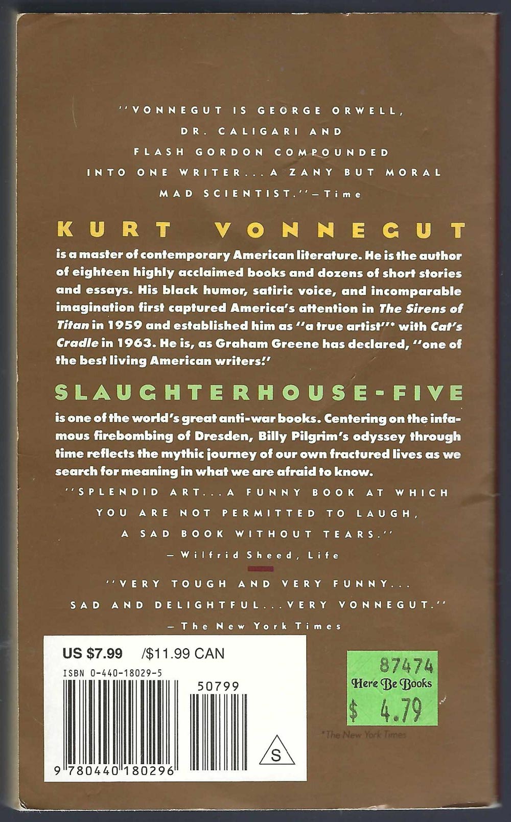 Slaughterhouse-Five by Kurt Vonnegut back cover