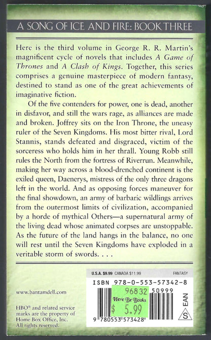 Storm of Swords (Song of Ice and Fire #3) by George R. R. Martin back cover
