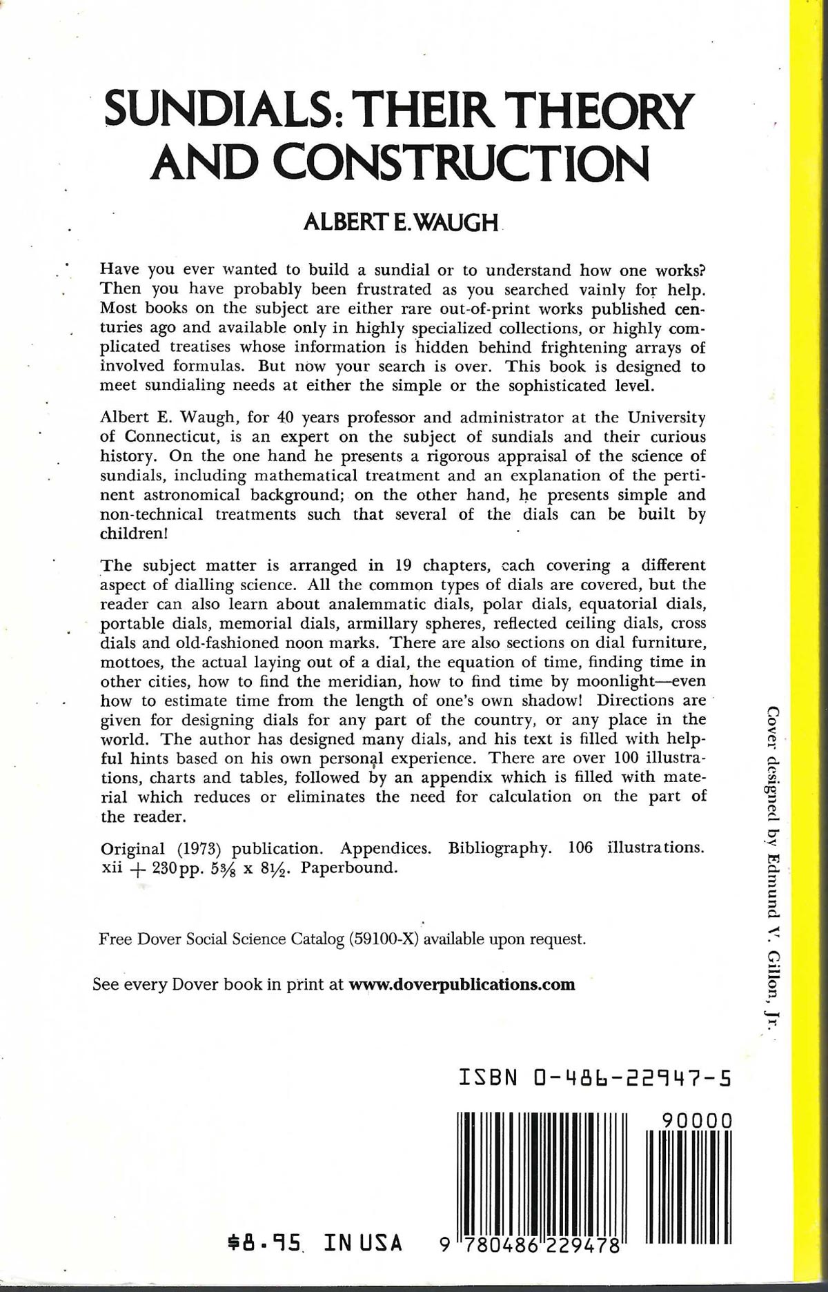 Sundials Their Theory and Construction by Albert Waugh back cover