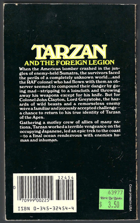 Tarzan and the Foreign Legion by Edgar Rice Burroughs back cover