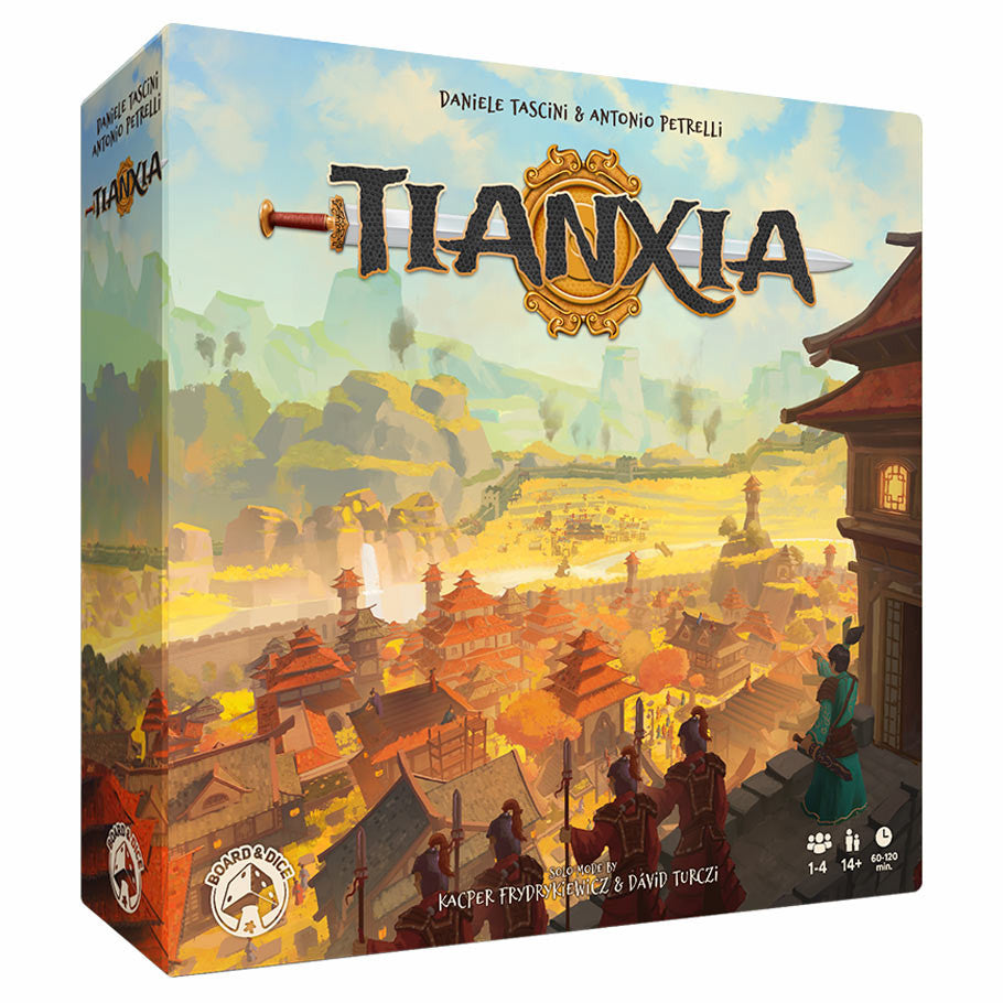 Game box for 'Tianxia' with a depiction of a cityscape and characters.