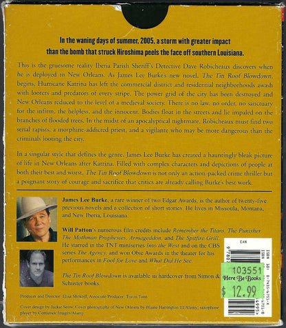Tin Roof Blowdown Audio Book by James Lee Burke back of box