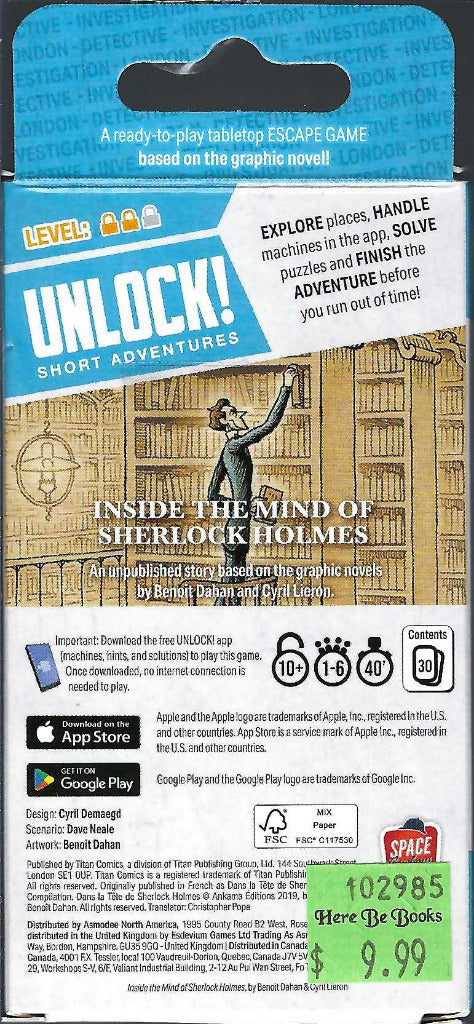 Inside the Mind of Sherlock Holmes Unlock! Short Adventures back of box
