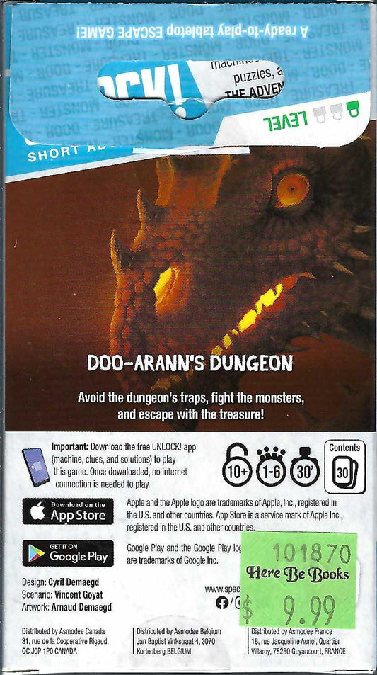 Doo-Arann's Dungeon Unlock! Short Adventures back of package