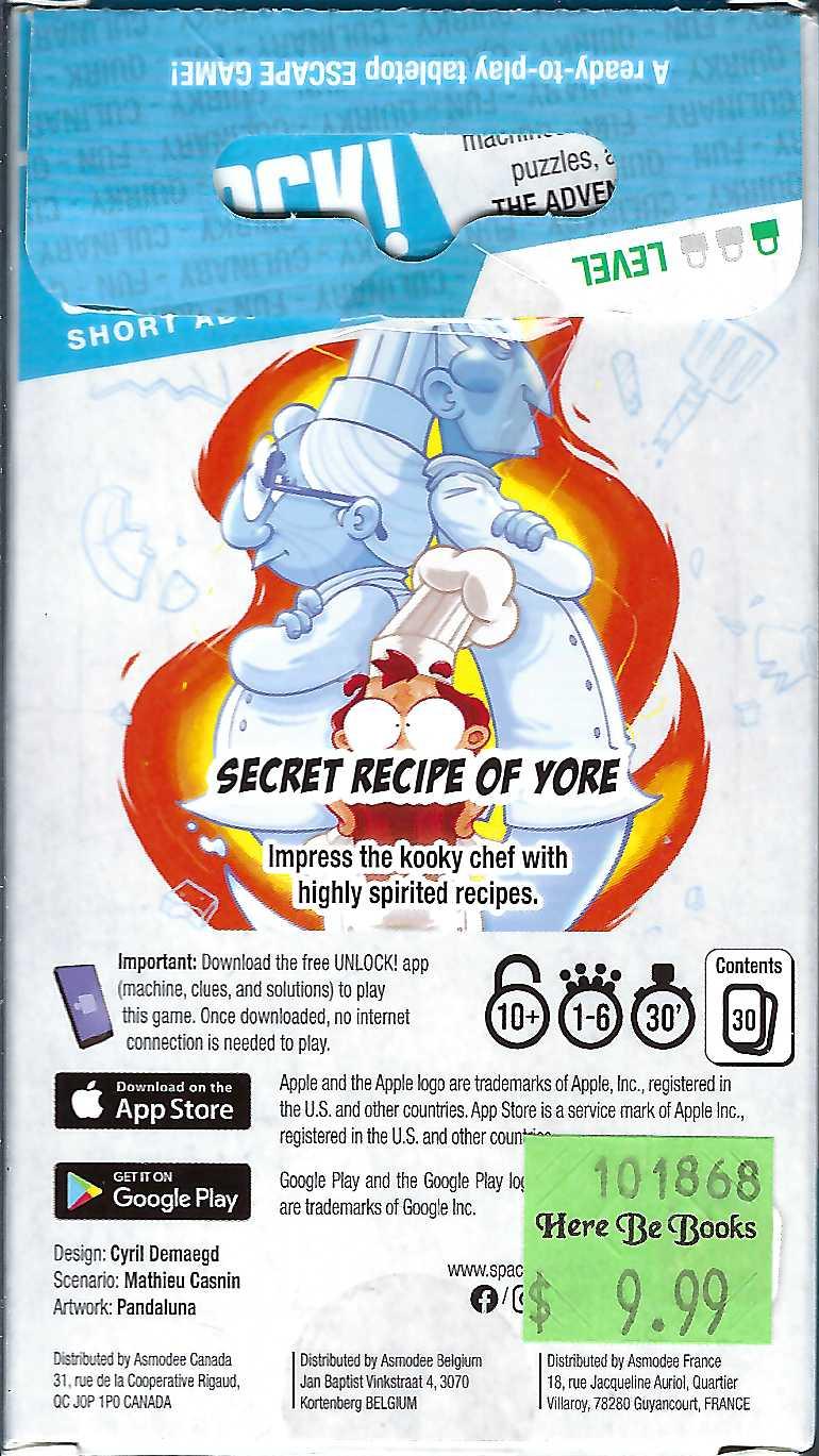 Secret Recipe of Yore Unlock! Short Adventures back of package